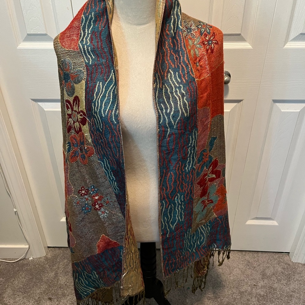 pashmina 100% Pashmina Colorful Floral Patterned Scarf